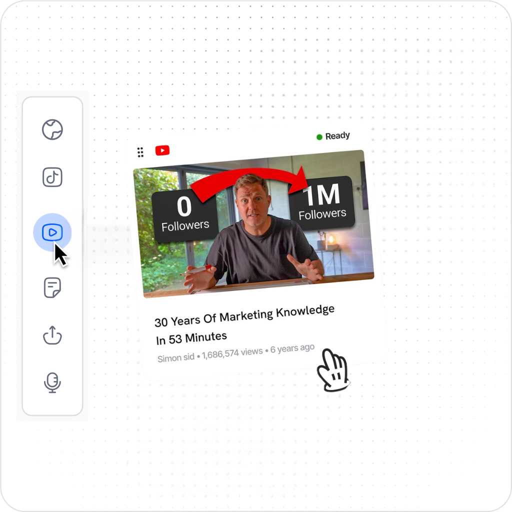 Import content from anywhere - YouTube, TikTok, documents